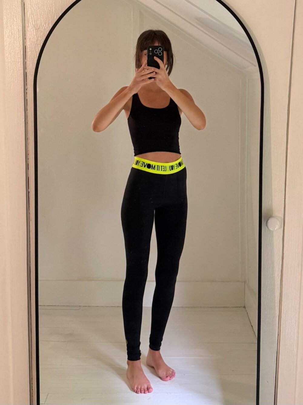Zumba Let It Move You Neon Waistband Long Leggings Black Size S Retail $52